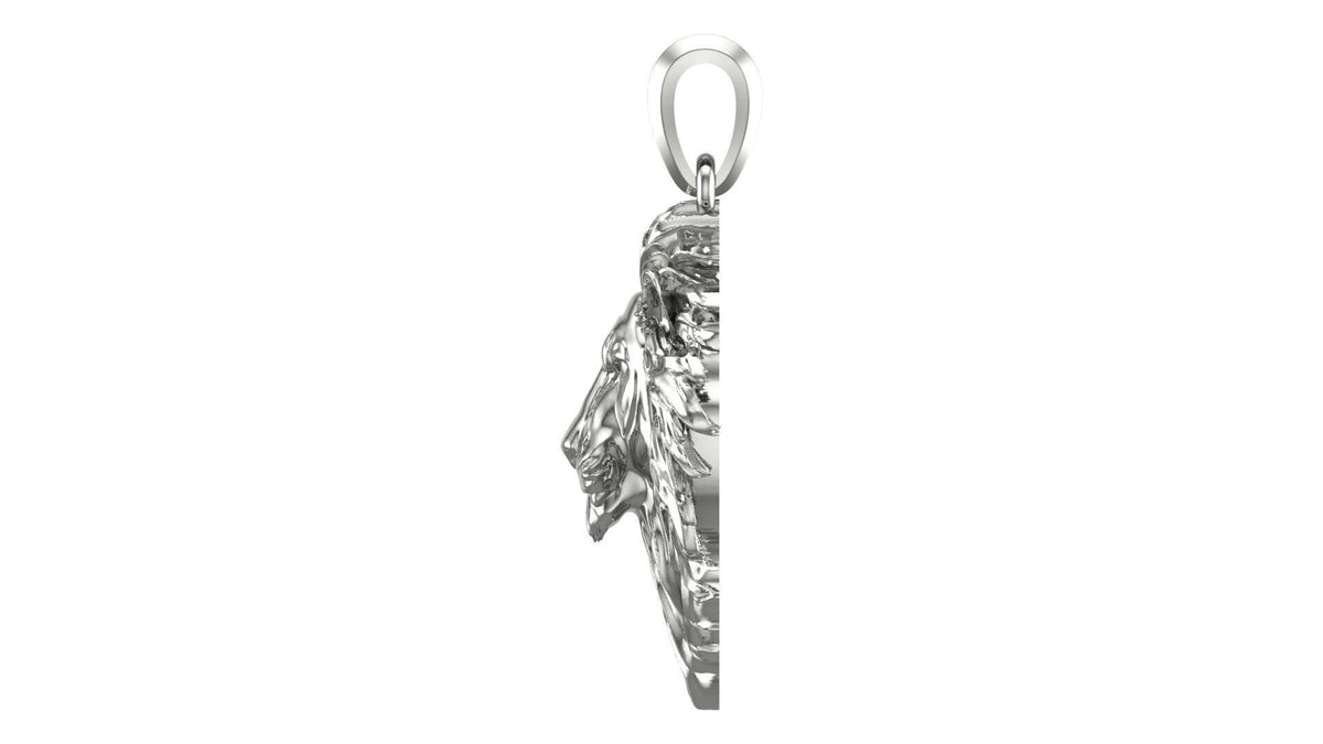 Lion Head Pendant | 999 Fine Silver 25mm | Handmade USA
