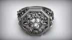 Lion Head Royal Baroque Signet Ring | 999 Fine Silver | Handmade USA
