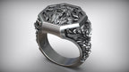 Lion Head Royal Baroque Signet Ring | 999 Fine Silver | Handmade USA