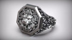 Lion Head Royal Baroque Signet Ring | 999 Fine Silver | Handmade USA