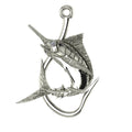 Marlin Hook Pendant | 999 Fine Silver 31mm | Handmade USA