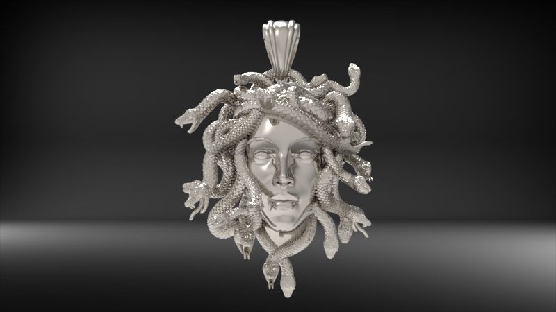 Medusa Head Pendant | 999 Fine Silver 28mm | Handmade USA