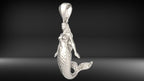 Mermaid Pendant | 999 Fine Silver 34mm | Handmade USA