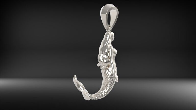 Mermaid Pendant | 999 Fine Silver 34mm | Handmade USA