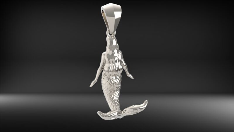 Mermaid Pendant | 999 Fine Silver 34mm | Handmade USA