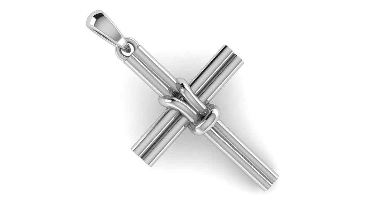 Modern Double Bar Cross Pendant | 999 Fine Silver 30mm | Handmade USA