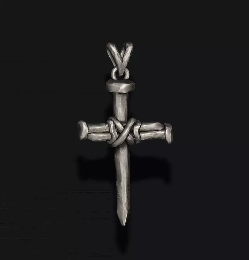 Nail Cross Pendant | 999 Fine Silver 28mm | Handmade USA
