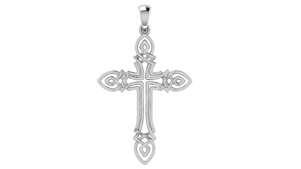 Modern Art Deco Cross Pendant | 999 Fine Silver 30mm | Handmade USA