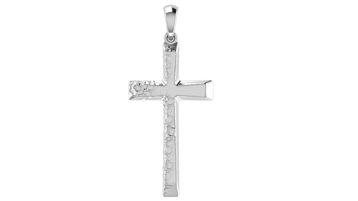 Nugget Cross Pendant | 999 Fine Silver 30mm | Handmade USA