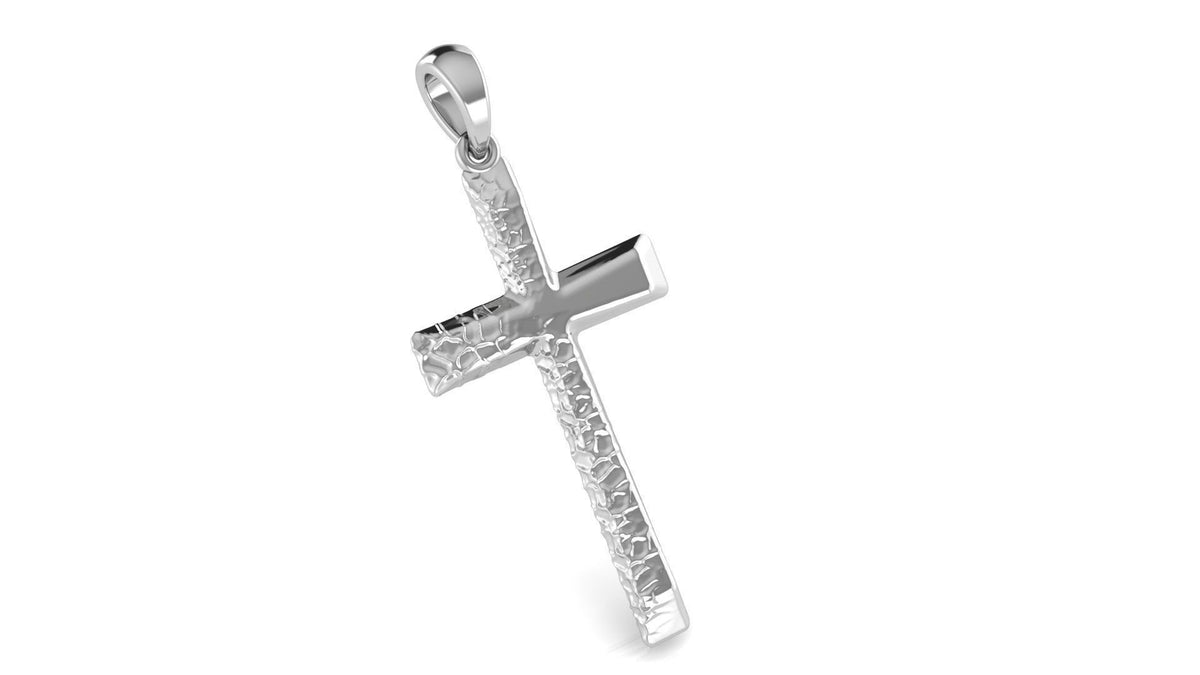 Nugget Cross Pendant | 999 Fine Silver 30mm | Handmade USA