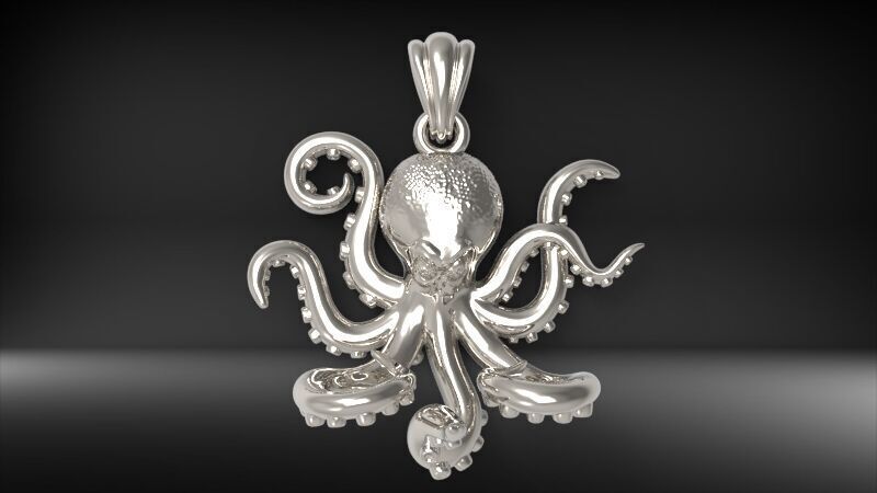 Octopus Pendant | 999 Fine Silver 25.5mm | Handmade USA