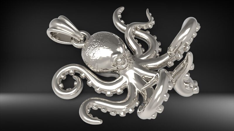 Octopus Pendant | 999 Fine Silver 25.5mm | Handmade USA
