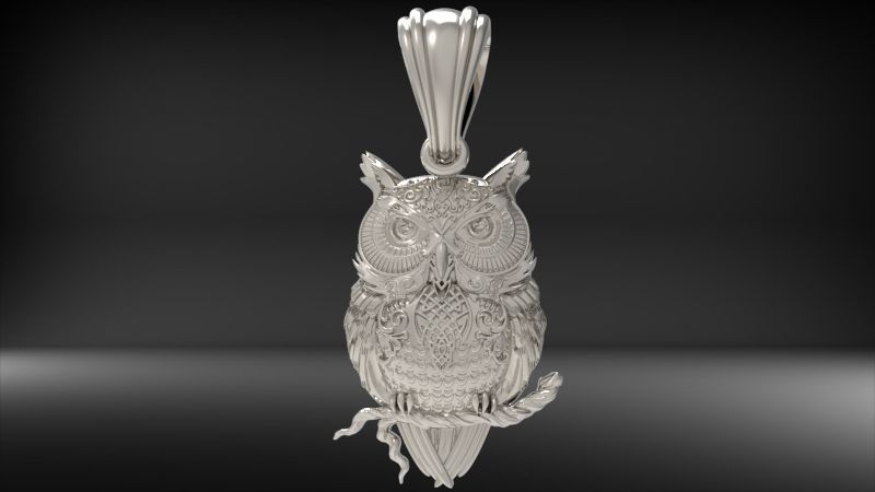 Owl Pendant | 999 Fine Silver 17mm | Handmade USA