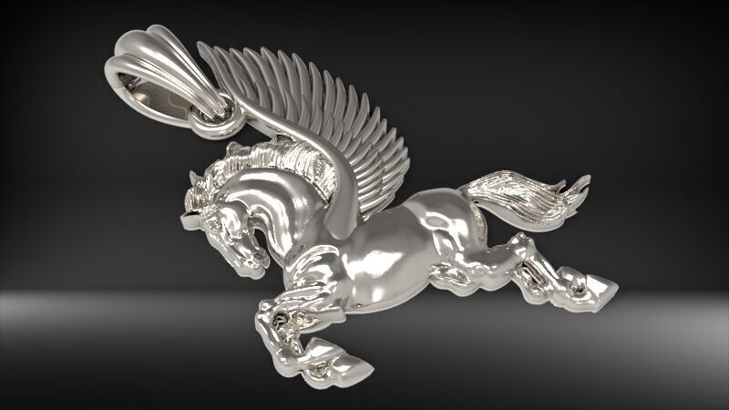Pegasus Pendant | 999 Fine Silver 33mm | Handmade USA