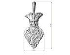 Undead Pirate Skull Pendant | 999 Fine Silver 54mm | Handmade USA