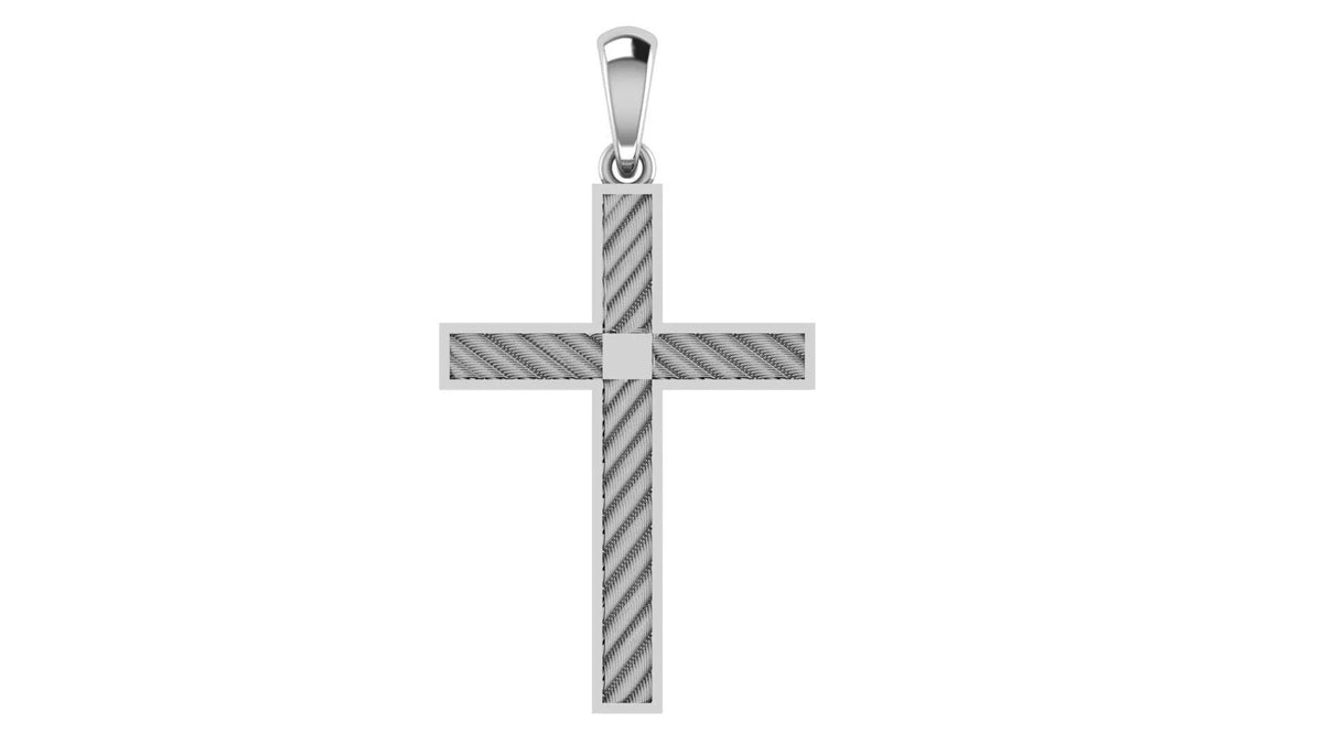 Rope Cross Pendant | 999 Fine Silver 30mm | Handmade USA