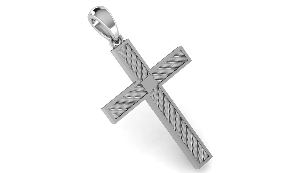 Rope Cross Pendant | 999 Fine Silver 30mm | Handmade USA