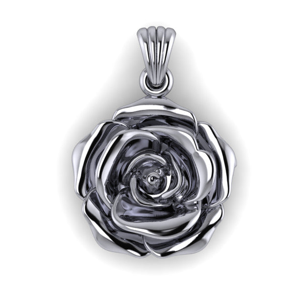 Blooming Rose Pendant | 999 Fine Silver 30mm | Handmade USA