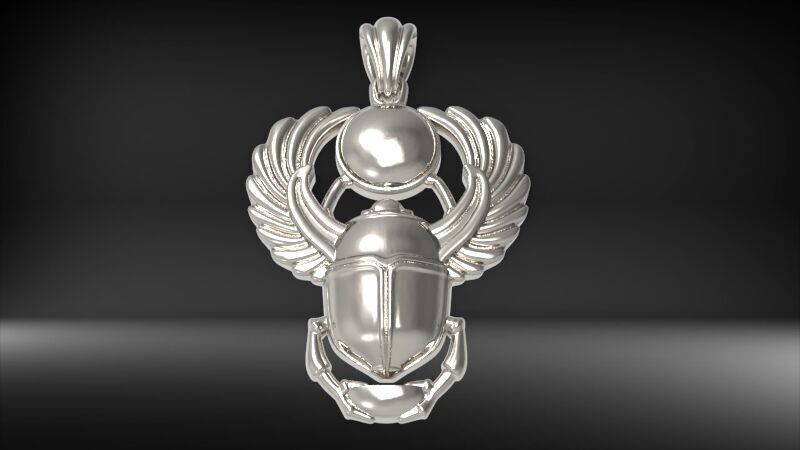 Egyptian Scarab Beetle Pendant | 999 Fine Silver 28mm | Handmade USA