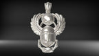 Egyptian Scarab Beetle Pendant | 999 Fine Silver 28mm | Handmade USA