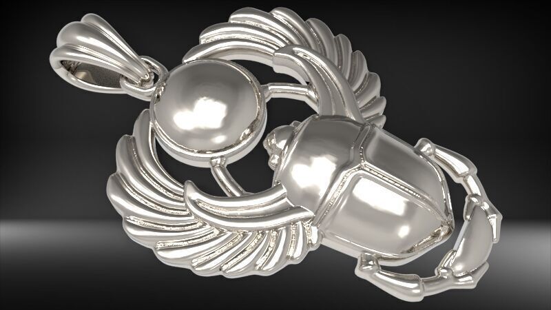 Egyptian Scarab Beetle Pendant | 999 Fine Silver 28mm | Handmade USA