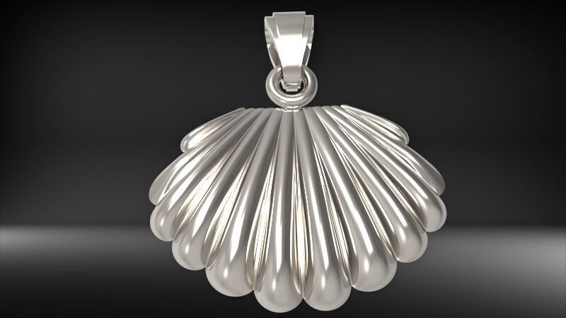 Seashell Pendant | 999 Fine Silver 26mm | Handmade USA