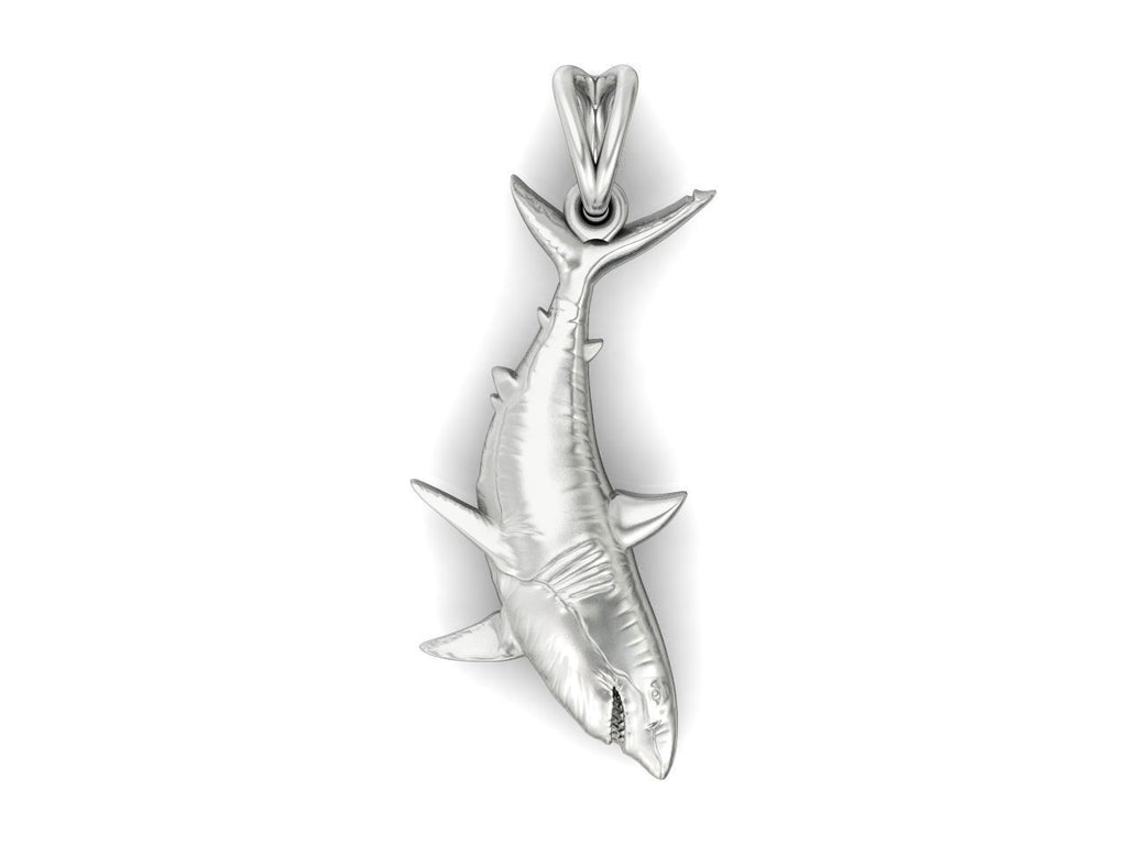 Great White Shark Pendant | 999 Fine Silver 25mm | Handmade USA