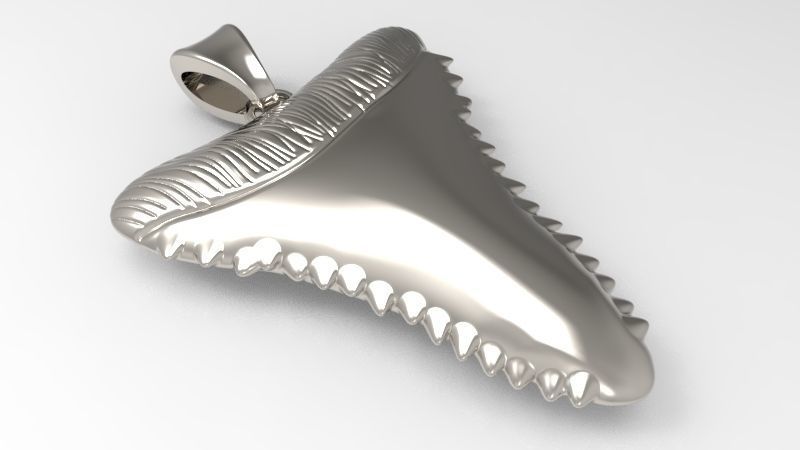 Shark Tooth Pendant | 999 Fine Silver 33mm | Handmade USA