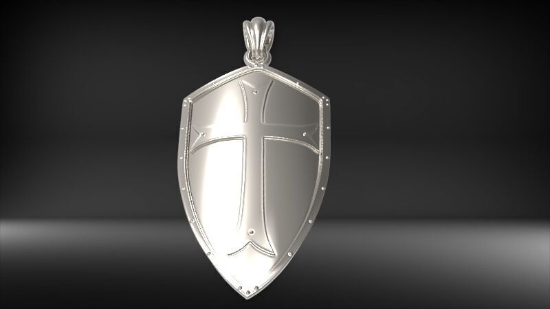 Crusader Shield Pendant | 999 Fine Silver 35mm | Handmade USA