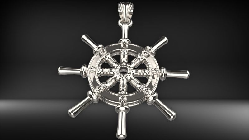 Ship Wheel Pendant | 999 Fine Silver 34mm | Handmade USA
