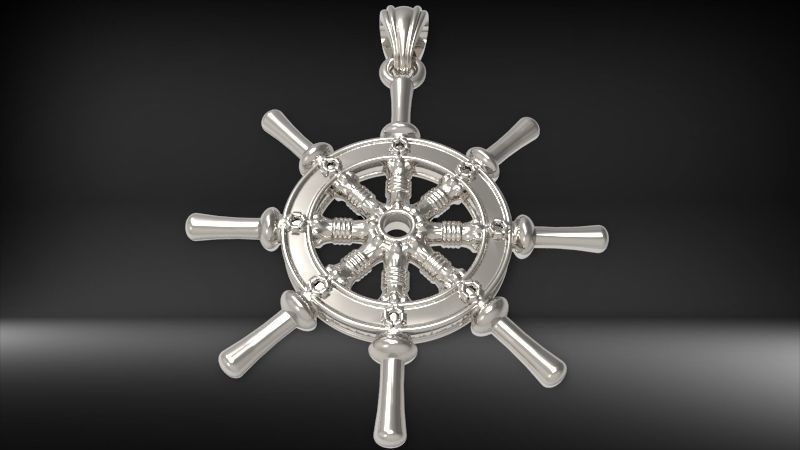 Ship Wheel Pendant | 999 Fine Silver 34mm | Handmade USA