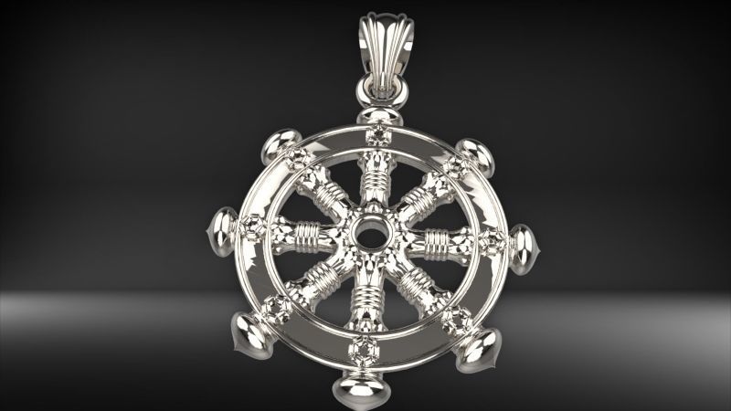 Classic Ship Wheel Pendant | 999 Fine Silver 25mm | Handmade USA