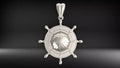 Domed Ship Wheel Pendant | 999 Fine Silver 23mm | Handmade USA