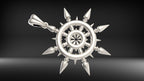 Pointed Ship Wheel Pendant | 999 Fine Silver 33mm | Handmade USA