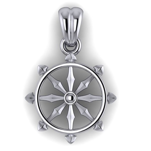 Ship Wheel Pendant | 999 Fine Silver 23mm | Handmade USA