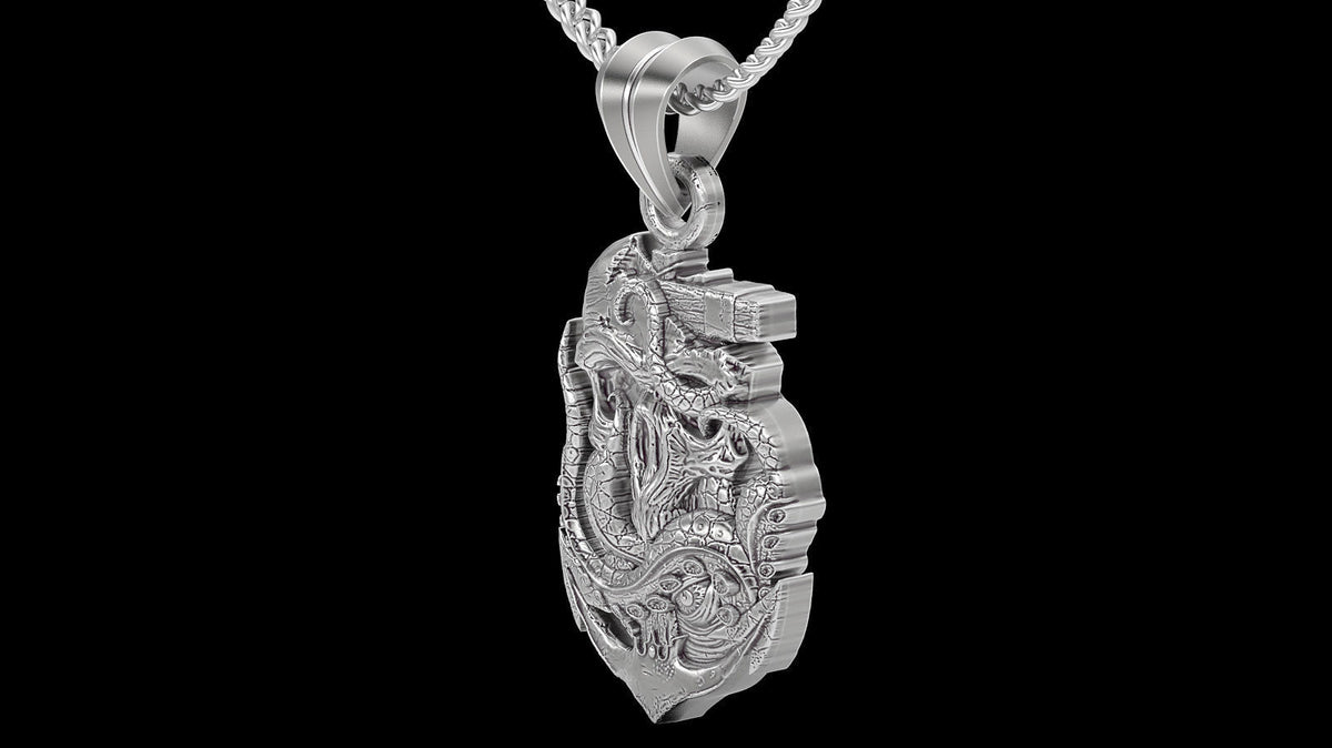 Skull Anchor & Octopus Pendant | 999 Fine Silver