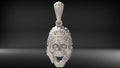 Skull with Headdress Pendant | 999 Fine Silver 34mm | Handmade USA