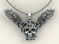 Winged Skull & Snake Pendant | 999 Fine Silver