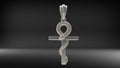Snake Ankh Cross Pendant | 999 Fine Silver 35mm | Handmade USA