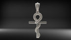 Snake Ankh Cross Pendant | 999 Fine Silver 35mm | Handmade USA