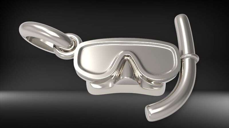 Scuba Diving Mask Pendant | 999 Fine Silver 17mm | Handmade USA