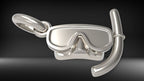 Scuba Diving Mask Pendant | 999 Fine Silver 17mm | Handmade USA