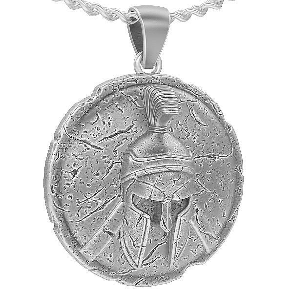 Spartan Shield Pendant | 999 Fine Silver 25mm | Handmade USA