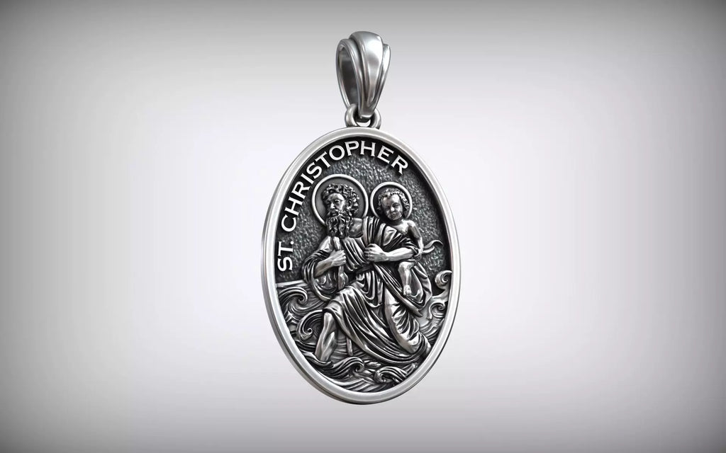 St. Christopher Medallion Pendant | 999 Fine Silver 30mm | Handmade USA