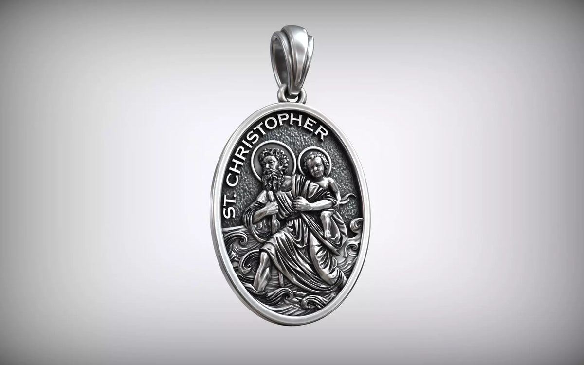 St. Christopher Medallion Pendant | 999 Fine Silver 30mm | Handmade USA