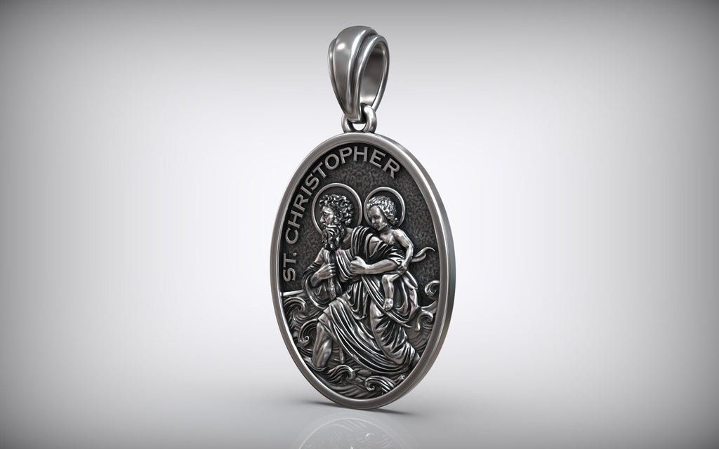 St. Christopher Medallion Pendant | 999 Fine Silver 30mm | Handmade USA
