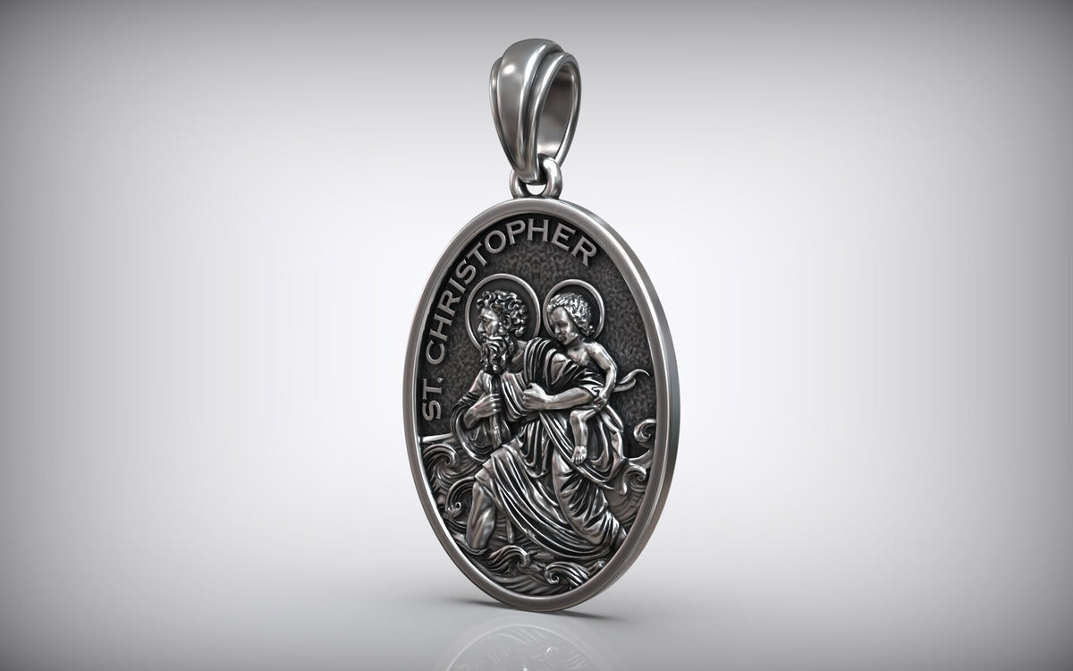 St. Christopher Medallion Pendant | 999 Fine Silver 30mm | Handmade USA