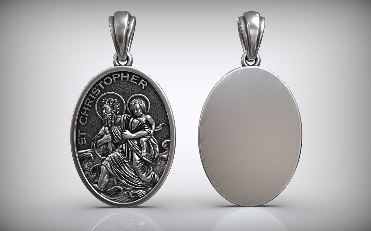 St. Christopher Medallion Pendant | 999 Fine Silver 30mm | Handmade USA