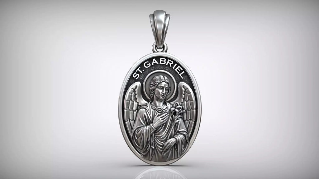 St. Gabriel Medallion Pendant | 999 Fine Silver 30mm | Handmade USA