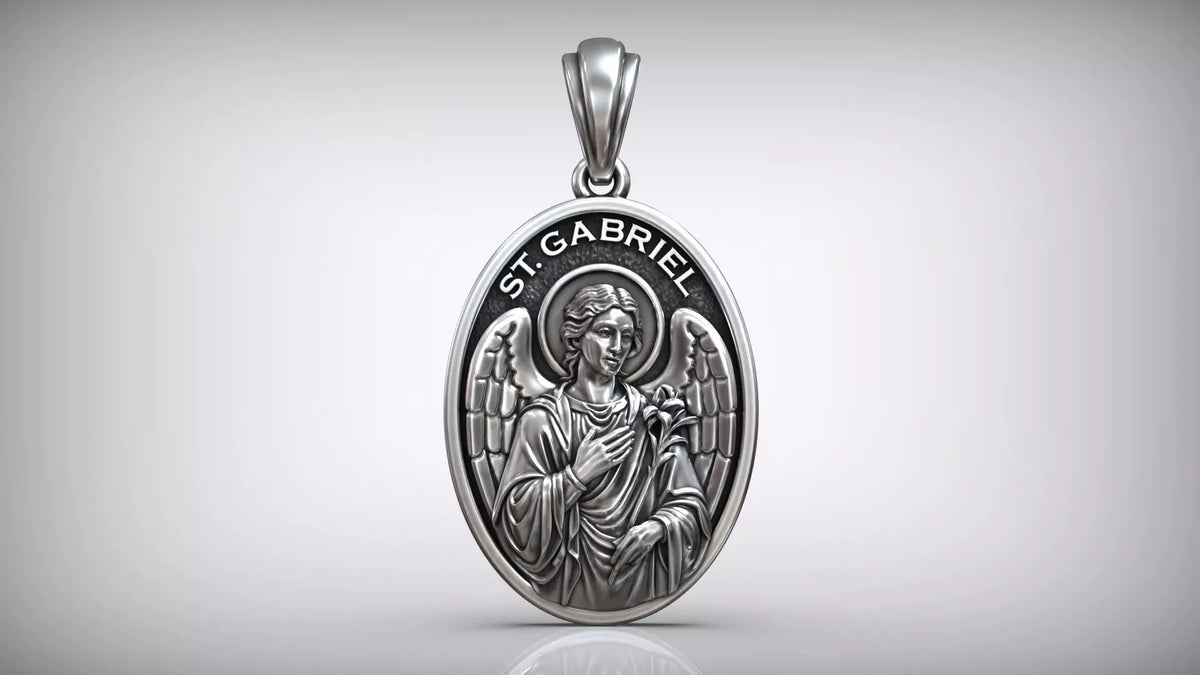 St. Gabriel Medallion Pendant | 999 Fine Silver 30mm | Handmade USA